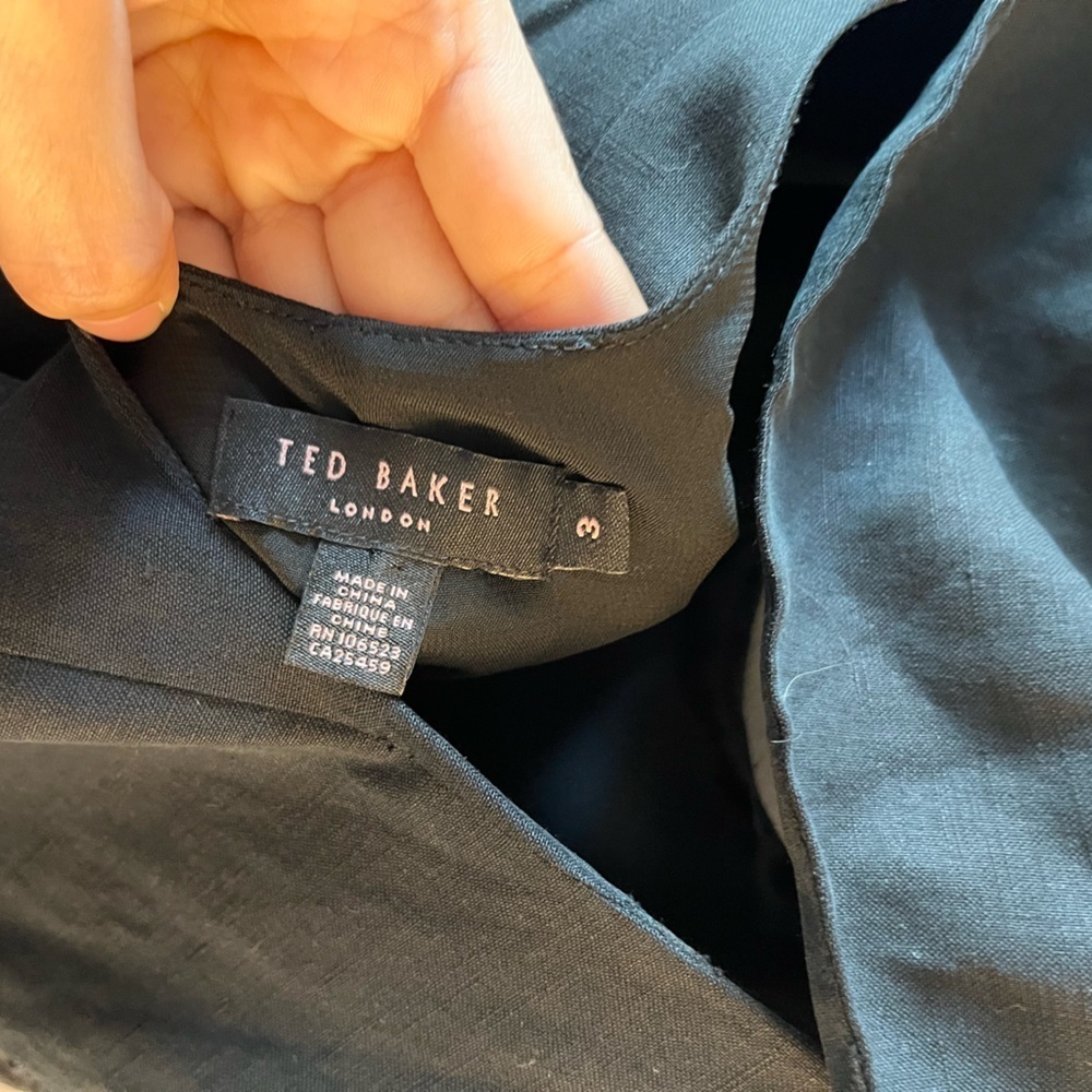 Ted Baker Linen-Silk Elegant Black Dress Size 3 - Picture 6 of 11